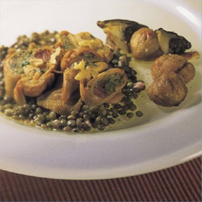 Tranches de tripoux sautées, Lentilles vertes du Puy au gré des saisons