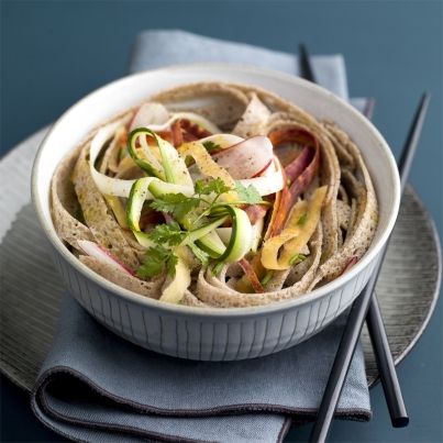 Galettes façon soba et tagliatelles de légumes racines
