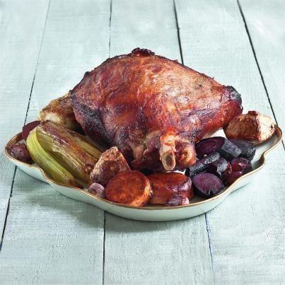 Gigot et légumes rôtis