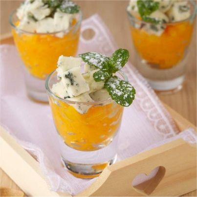 Granité de fruits d'été au Roquefort
