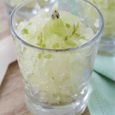 Granité Pomme-Kiwi et son sirop d'infusion menthe, anis, mauve, réglisse