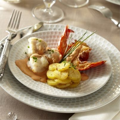 Homard et Lotte à l'armoricaine, Ratte du Touquet rissolées