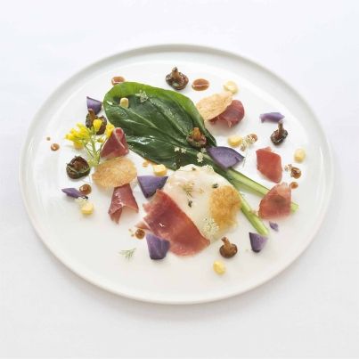 Jambon Consorcio Serrano sur oeuf fermier aux girolles rôties