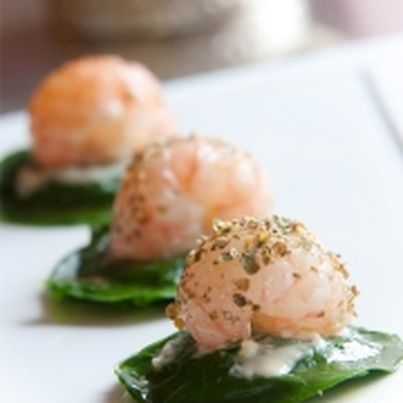 Langoustines bretonnes au poivre vert de Penja, ravioles florentines et parmesan