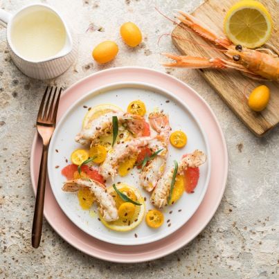 Langoustines Rôties à l'Huile d'Olive et aux Agrumes