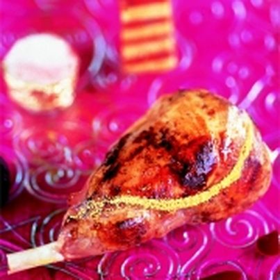 Délice de lapin doré au millefeuille de chorizo et foie gras