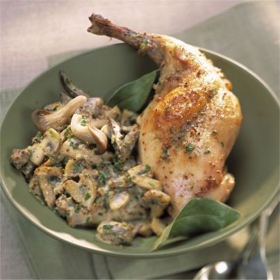 Lapin à la crème de moutarde et champignons