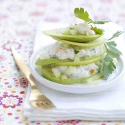 Mille-feuille tout vert (pomme verte, céleri, crabe, avocat)