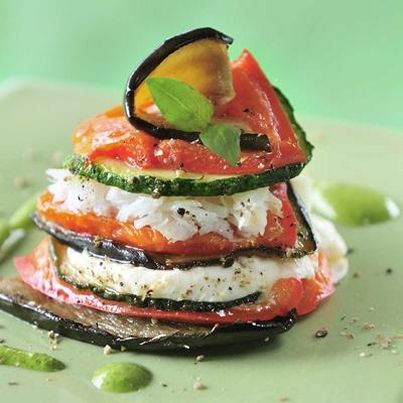 Millefeuille de légumes au cabillaud