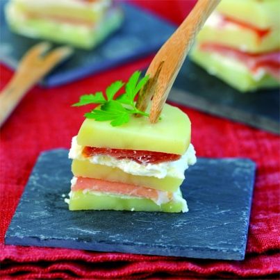 Millefeuille de Princesse Amandine® au jambon serrano et tomme de brebis