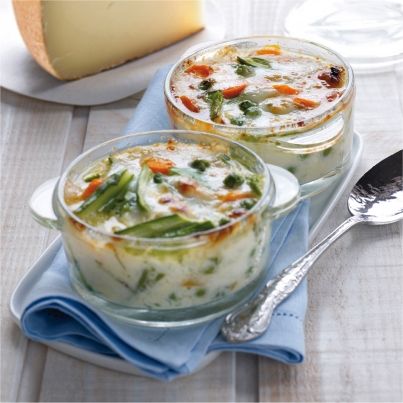 Mini-cocotte aux légumes primeurs et Pur Brebis Pyrénées gratiné