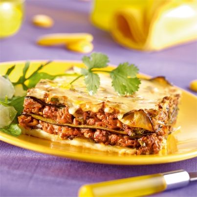 Moussaka d'aubergines à l'agneau et béchamel végétale