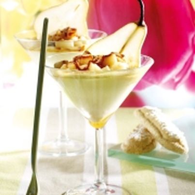 Mousse de Reblochon, poire & caramel au beurre salé