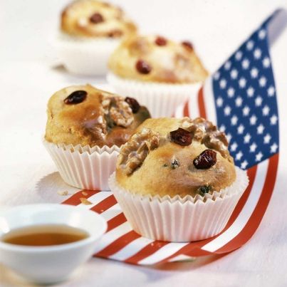 Muffins aux Cranberries et aux noix avec sirop d'érable