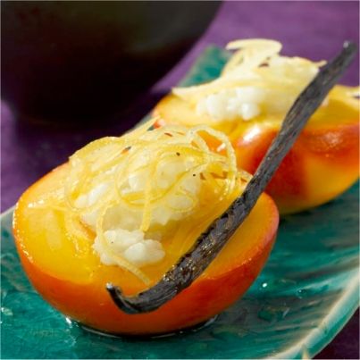 Nectarines de nos Régions farcies au riz au lait gingembre et citron