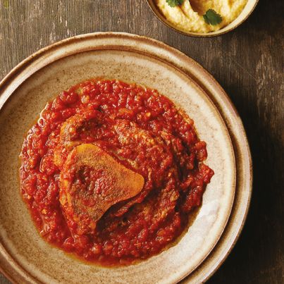 Osso buco à l'orange et au cumin, polenta à la coriandre