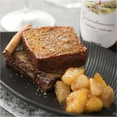 Pain d'épices façon pain perdu avec une compotée de pommes/poires