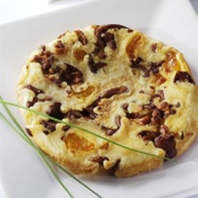 Chanterelles et abricots, façon pancakes