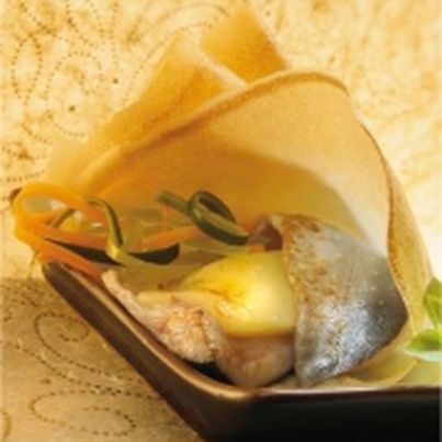 Papillote d'Omble Chevalier au Beaufort et sa julienne de légumes