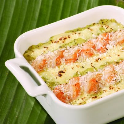 Parmentier de crevettes au parmesan et coco râpée