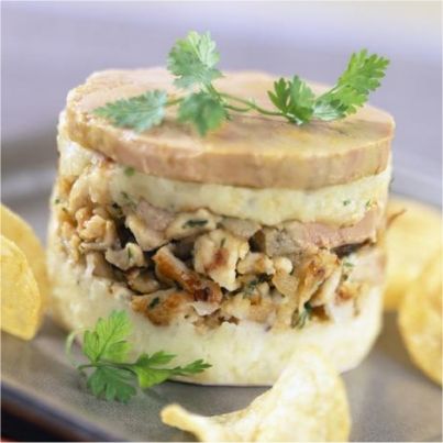 Parmentier de lapin confit au foie gras