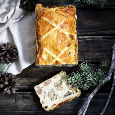Pâté en Croûte aux Champignons, Fruits Secs et Ricotta