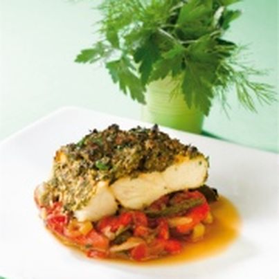 Pavés de bar en croute d'herbes