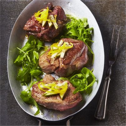Pavés d'Agneau Bio à la Poire et au Citron Confit