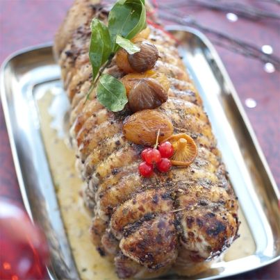 Pintade farcie aux marrons et aux fruits