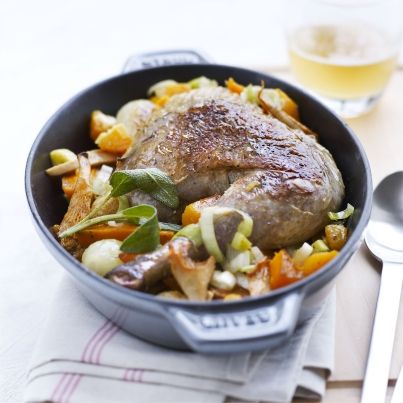 Pintade fermière aux légumes d'hiver