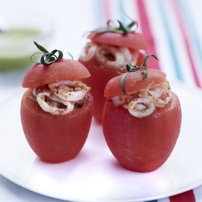 Piquillos de tomates farcies aux encornets