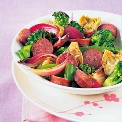 Poêlée de légumes et Saucisse de Toulouse