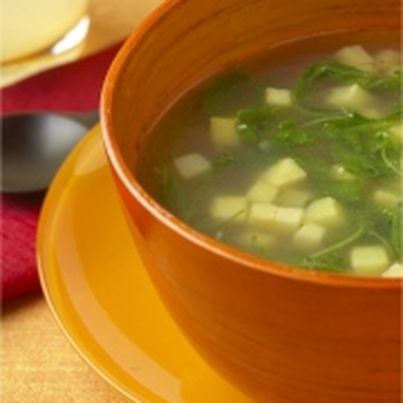 Potage de pommes de terre et roquette