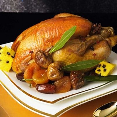 Poularde fermière Label Rouge au miel d'épices et ses fruits d'hiver