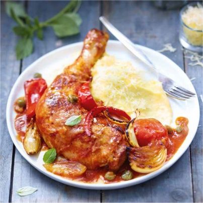 Poulet à la Cacciatora avec Purée de Polenta Gratinée au Gruyère AOP Suisse