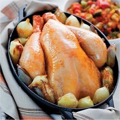 Poulet en cocotte aux échalotes et oignons grelots