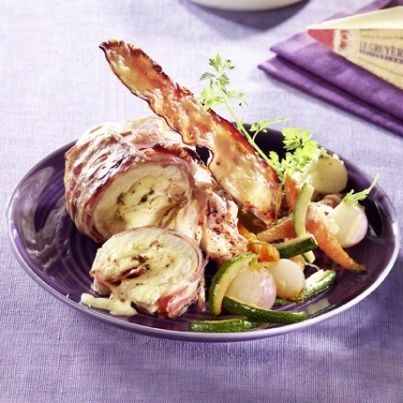 Poulet fermier au Gruyère AOP suisse, Ventrèche des Pyrénées et ses légumes