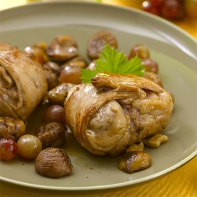 Râbles de Lapin poêlés aux Châtaignes