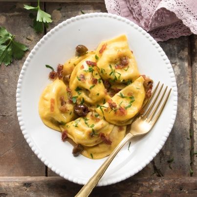 Raviolis à la Mozzarella Di Buffala et Jambon de Parme