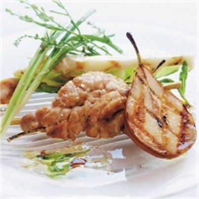 Grillade de ris de veau à la poire et bois de réglisse