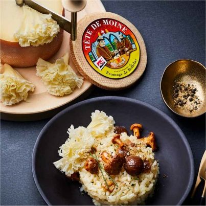 Risotto à la Châtaigne aux Champignons et la Tête De Moine AOP