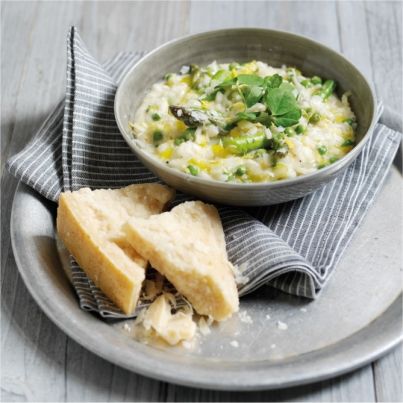 Risotto aux petits pois, à l'asperge et au Parmesan