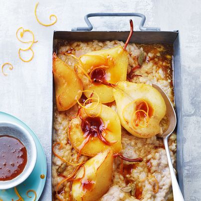 Risotto sucré aux épices et poires caramélisées