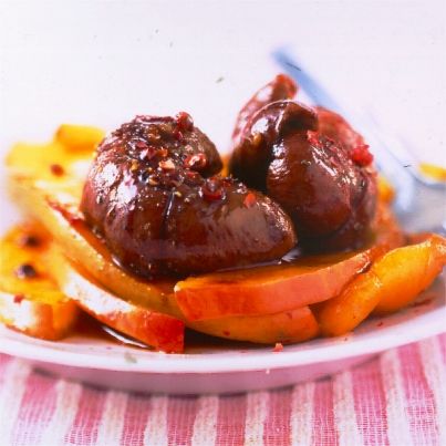 Rognons d'agneau grillés sur tranches de mangue