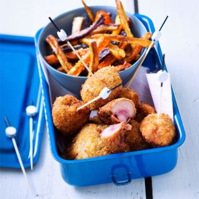 Rognons de bœuf panés aux noisettes et frites de carottes