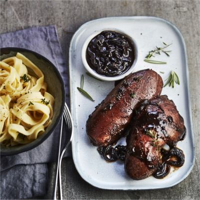 Rognons de porc au vinaigre balsamique, oignons et miel