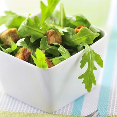 Roquette croquante aux croutons