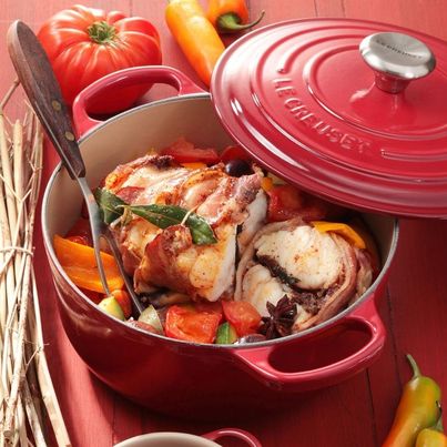 Rôti de lotte enlardée et ratatouille aux légumes provencaux