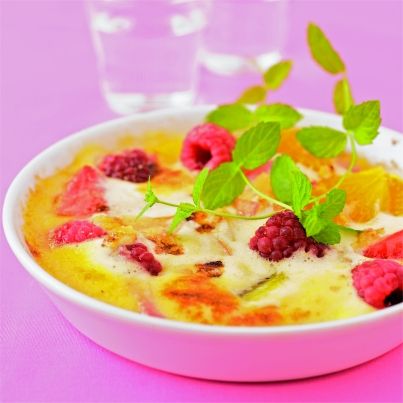 Sabayon de mascarpone aux fruits frais et sucre roux
