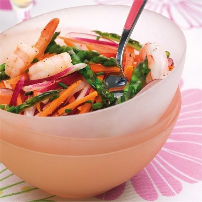 Salade fraîcheur d'asperges vertes et crevettes à la Bière de Printemps